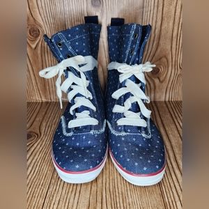 Keds Bandana Canvas High Top Sneakers Blue White Red Women 9.5‎